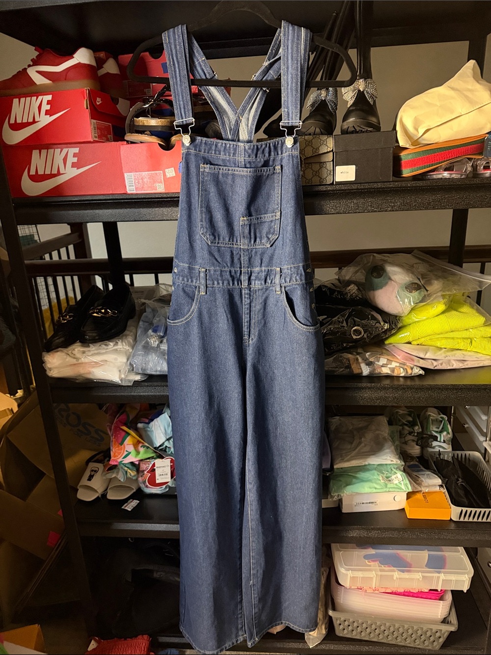 Denim Wide-Leg Overalls - Classic Blue